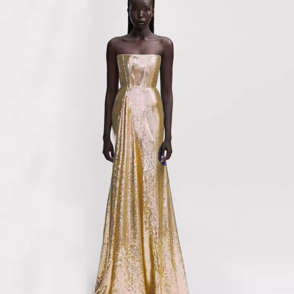 Alex Perry Strapless Sequined Corset Gown